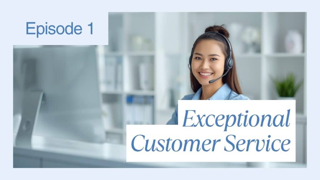 Friendly virtual receptionist with a headset providing customer service