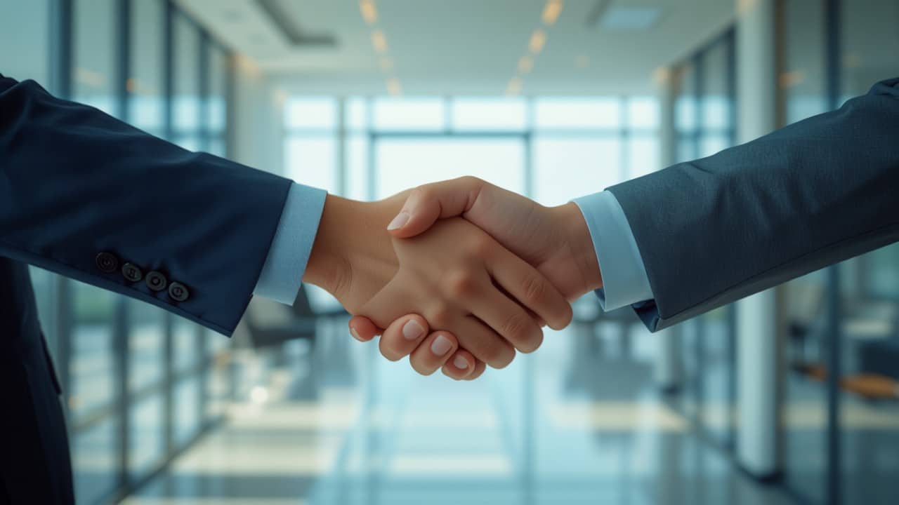 Handshake symbolizing a trusted answering service partnership