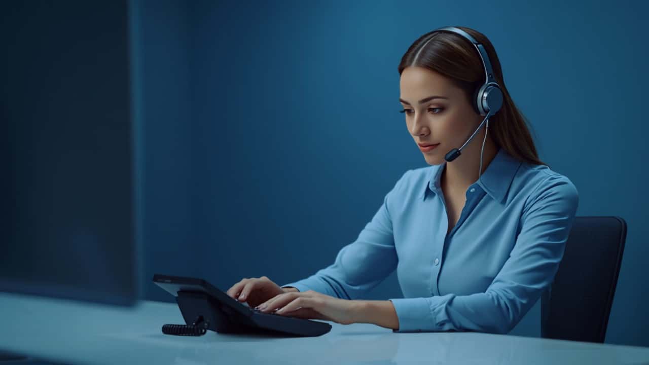 Calm receptionist managing multiple incoming calls with a headset — call overflow solutions