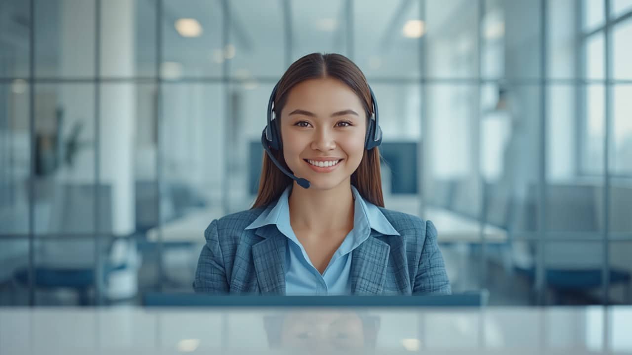Smiling Office Receptionist Smiling receptionist providing bilingual answering services